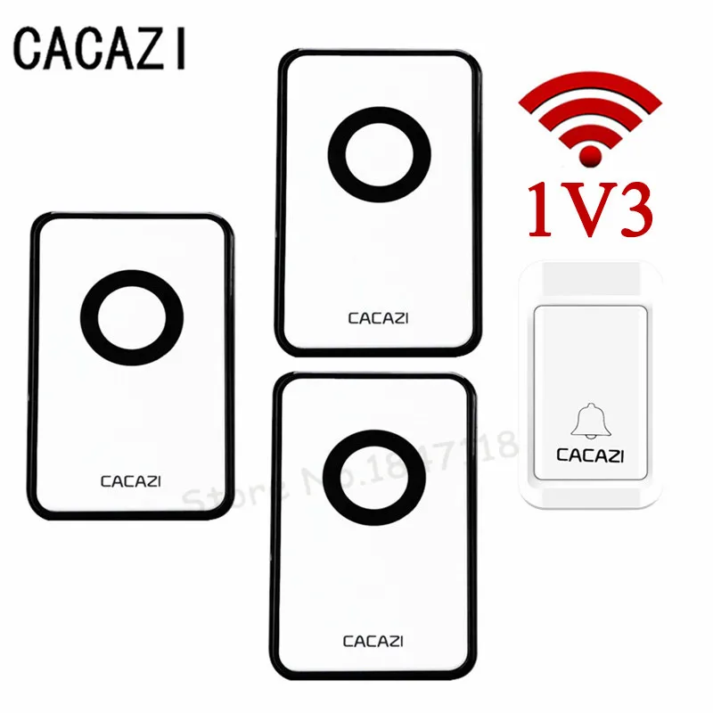 

1 Transmitters+3 Receivers Digital Self Powered Doorbell Wireless Remote Long Distance AC220V No Need Battery Door Bell 1V3