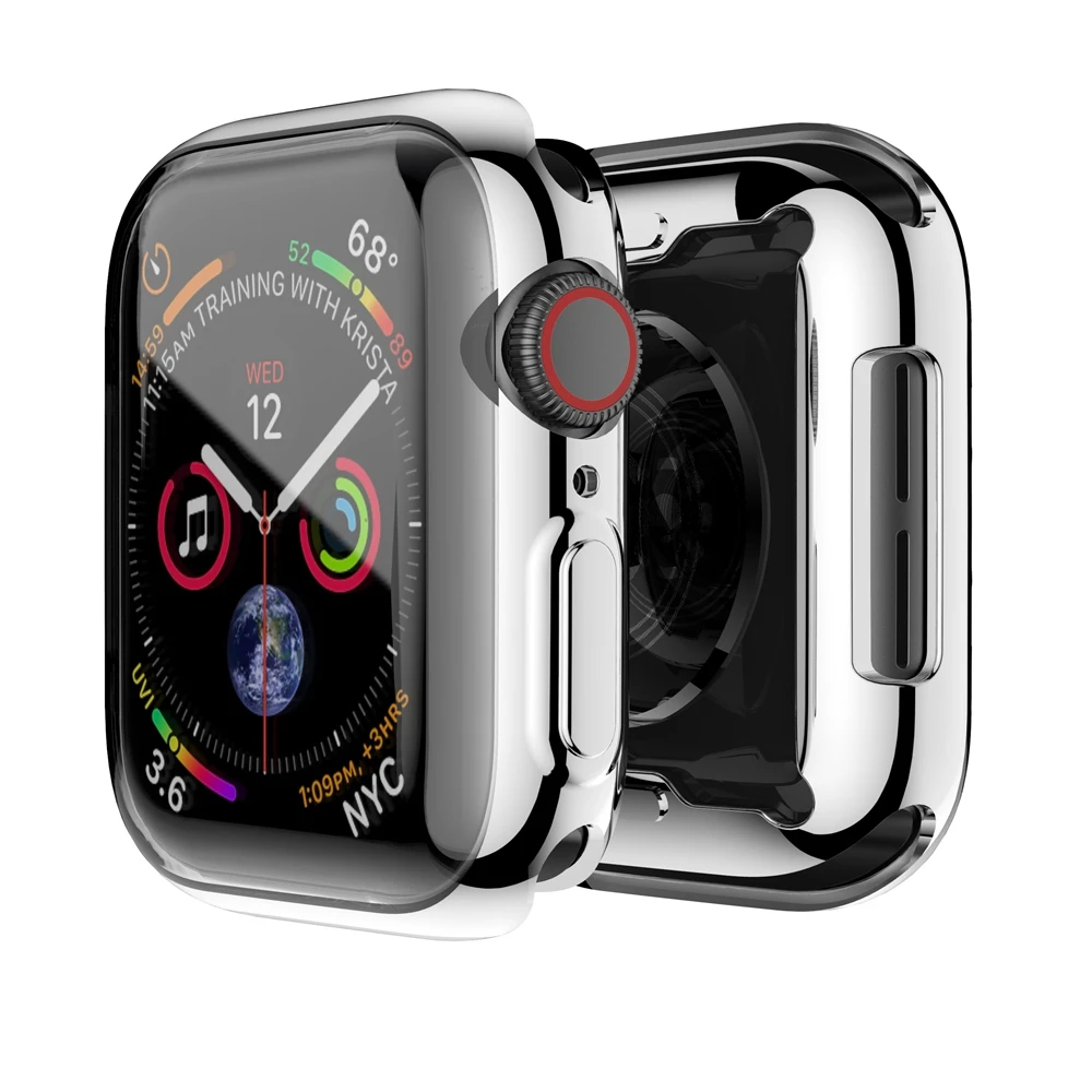 Leecnuo Прозрачная крышка для Apple Watch серии 1 2 3 4 полная из мягкого ТПУ и Экран протектор чехол для наручных часов iWatch, 44/40 мм; 42/38 мм