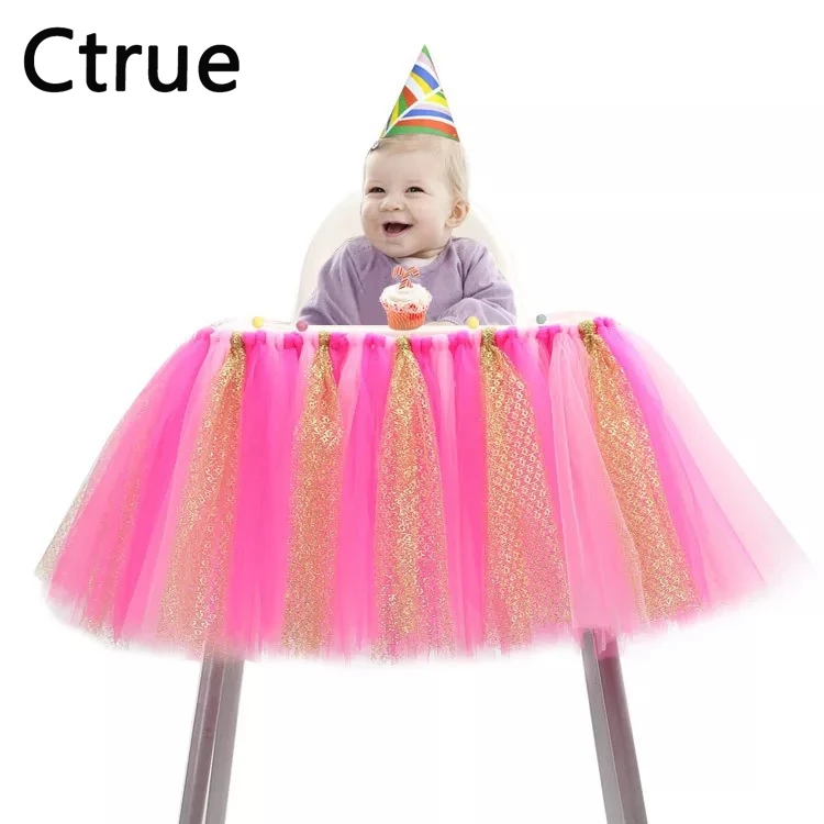 100CMx35CM Tulle baby chair skirt table High Chair skirt boy Baby Shower Decoration kids girl First Birthday party decorations 100CMx35CM Tulle baby chair skirt table High Chair skirt boy Baby Shower Decoration kids girl First Birthday party decorations