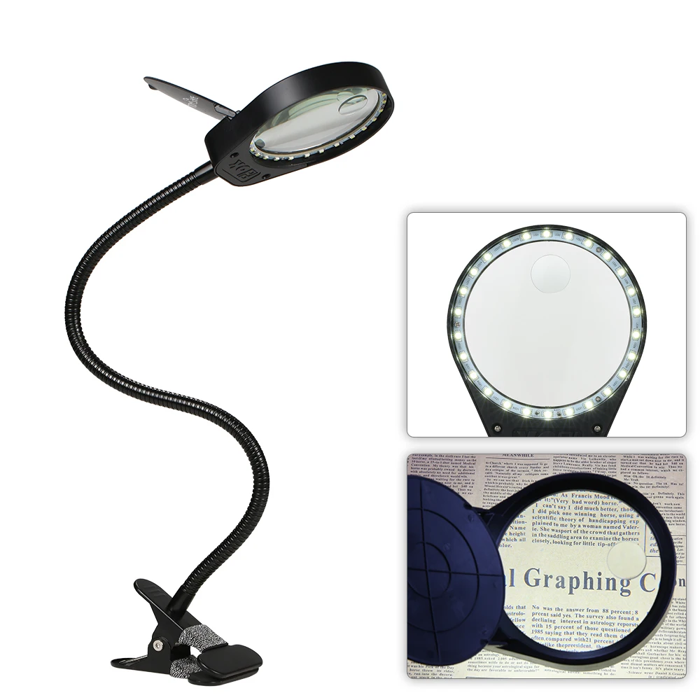 LED Magnifier Light 6000 7000K 5W Magnifier 3X 10X Large Lens