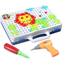 Портативный инструментальный ящик, детские инструменты, электрические сверла, шурупы, игрушки для детей, малышей, мальчиков 3 лет, развивают мелкую моторику