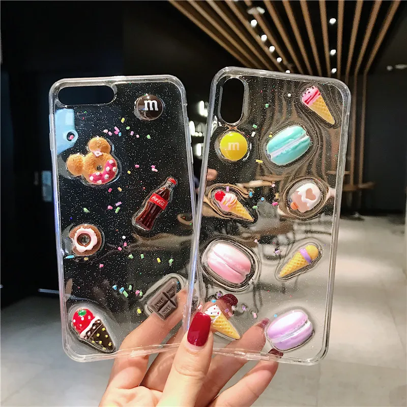 

Lovely 3D Macaron Cookie Clear Phone Case for iPhone Xs 7 7Plus 8 8Plus TPU Phone Cobar For apple XR Xs Max 6 s 6 Plus Coque