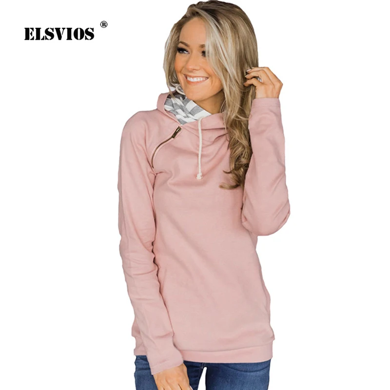 Fashion Women Autumn Hooded Sweatshirt Drawstring Solid