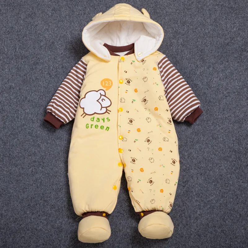 

Whosebaby Newborn Winter Rompers Thicker Warm Baby Boy Baby Girls Outing Thick Clothing Long Sleeve Cotton Soft Children Clothes