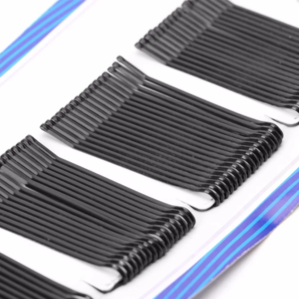60Pcs Black Wave and Flat Type Invisible Hair Clips Flat Top Bobby Pins Grips Hot!