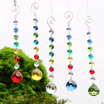 

Colourful Hanging Crystal Suncatcher Prisms Windows Pendants Fengshui Deco Home Decoration Crystal Prisms Chandelier Parts