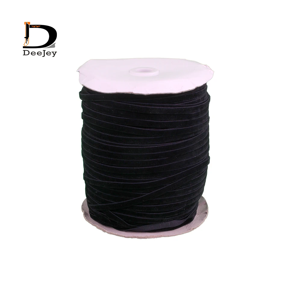 

20meter lot elastic flocking ribbons single face 6mm 1/4 inch stretch velvet ribbon DIY decoration accessories white black