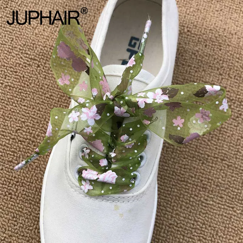 

12Pairs Laces Width 2.8cm Printed Dream Snow Yarn Lace Yarn Printing Flower Ultra-thin Translucent Sport Shoes Lace Canvas Shoes