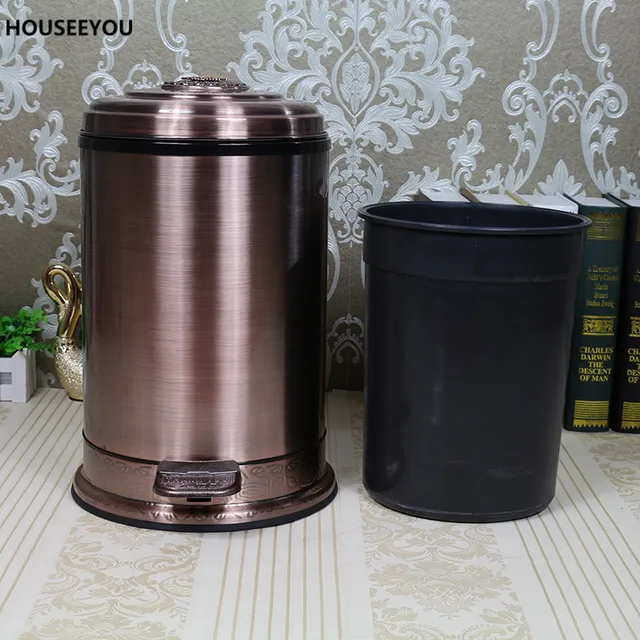 Two sizes Wearable Garbage Antique Waste Bin Household Kitchen Sealed Metal Trash Can Creative