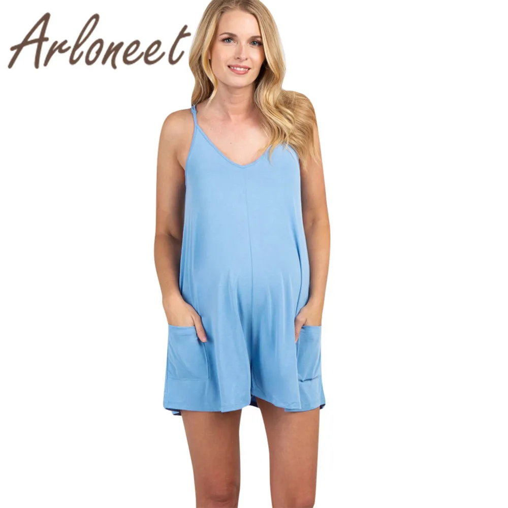

ARLONEET Clothes women maternity gown mom Solid jumpsuit high waist shorts 2019 Summer Fashion ladies pregnancy Casual clothes