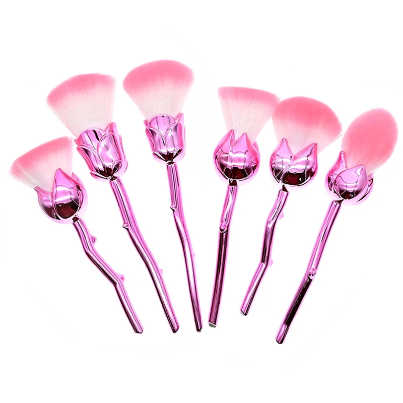 

2017 New GUJGUI Brand Brush Set Makeup Professional Foundation Blush Powder 6pcs Soft Cute Rose Gold Pink Makeup Brushes Set