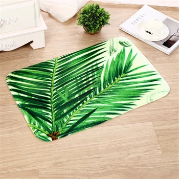 

Tropical plants print Non-slip rug Kitchen Mats leaves Living Room super soft Carpet Entrance Doors Water Absorption Mat