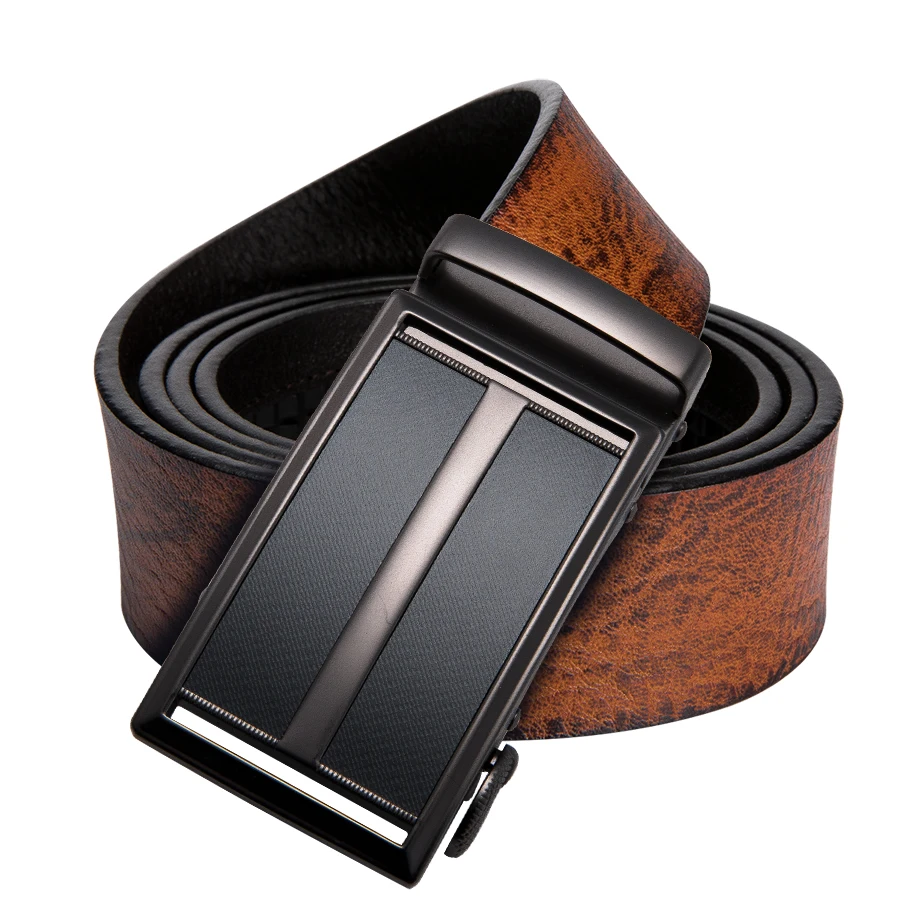 

Genuine leather luxury cowhide belt men belts black brown and blue belts for male DUBULLE alloy automatic buckle belts CB-0065