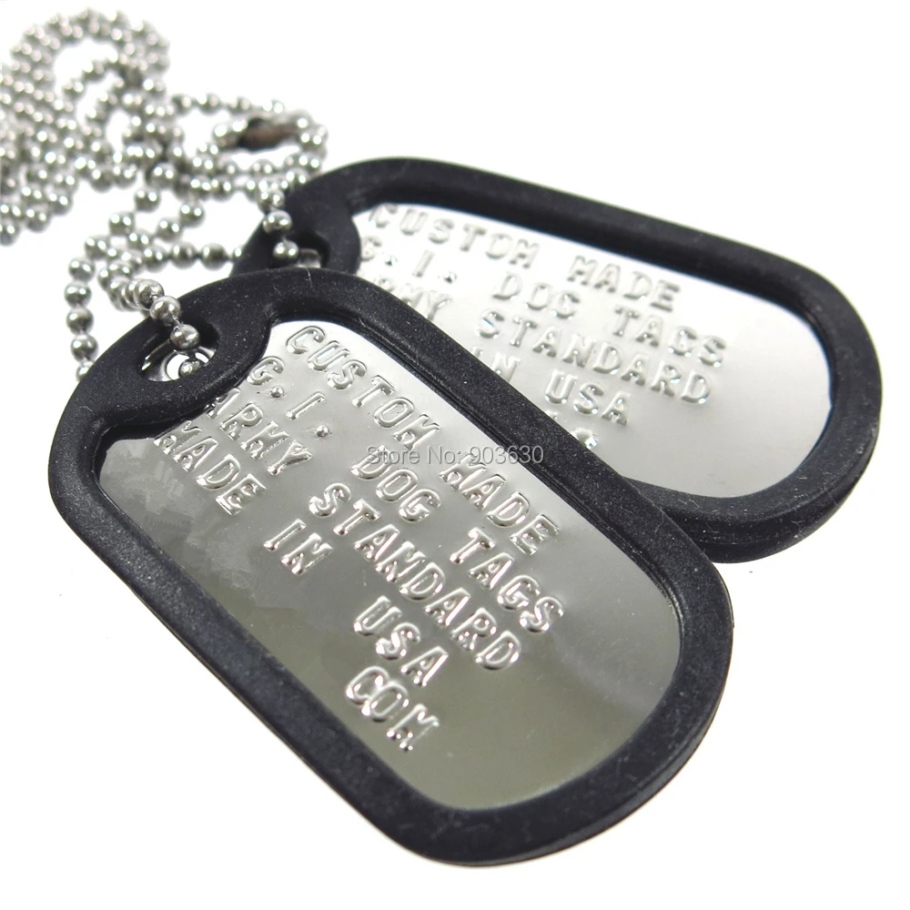 Aço inoxidável Dog Tag, Número e Tipo Sanguíneo Religião Colares, Corrente  de Bola, Silenciadores, 100 Conjuntos por lote - AliExpress, image size:1000x1000