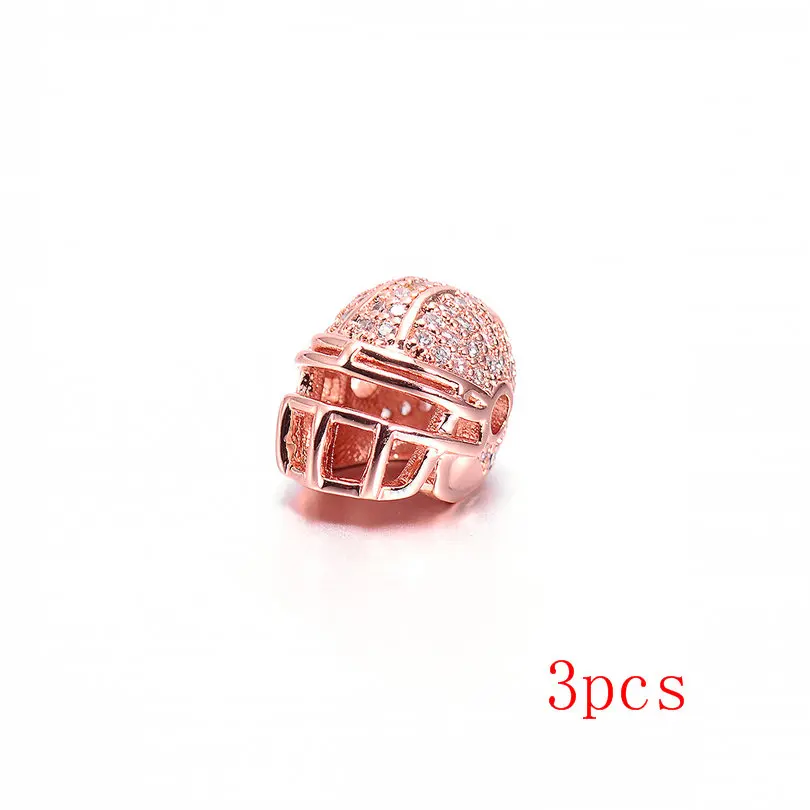 Pipitree 3 шт. AAA CZ Циркон Американский Футбол шлем бусины талисманы для Изготовление браслетов, «сделай сам» ювелирные изделия интимные аксессуары - Цвет: rose gold