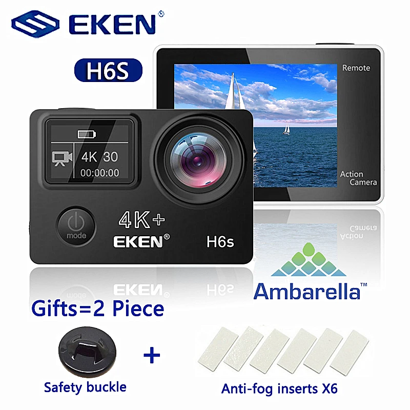 Оригинальная спортивная видеокамера eken H6S 4K+ Ultra HD 14MP с дистанционным управлением EIS Ambarella A12 с чипом Wifi 30 м, водонепроницаемая экшн-камера с датчиком