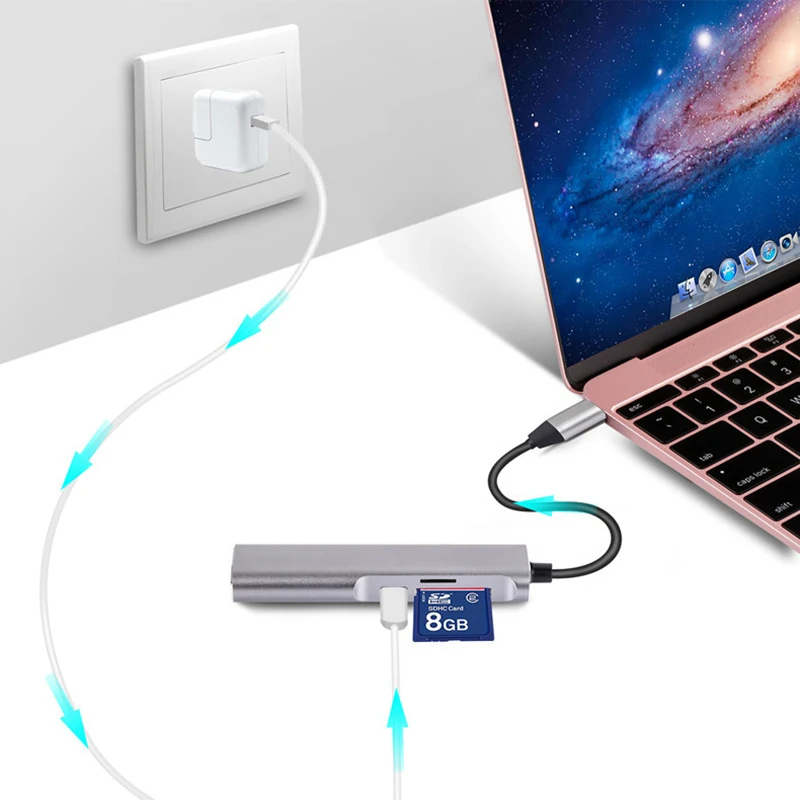 Baolyda USB C к HDMI многопортовый концентратор адаптер USB 3,1 type-c Thunderbolt 3 к HDMI 4 K совместимый MacBook Pro iPad Pro samsung S9