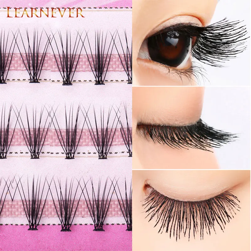 Learnever Curl Natural Makeup Women Individual Eyelashes Extension False Eyelash Cluster 6/8/10/12/14mm Bundles Volume Lashes