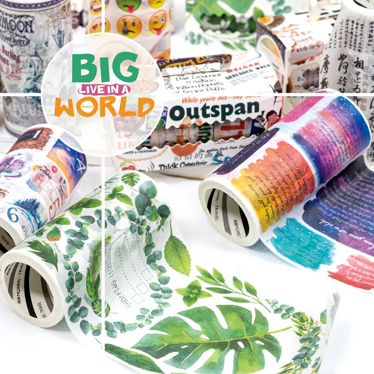 

"Big World" 1 Roll Big Masking Tape Washi Tape 90mm x 5m Beautiful Art Scrapbooking Tape Craft Decor Gift Wrap Tape