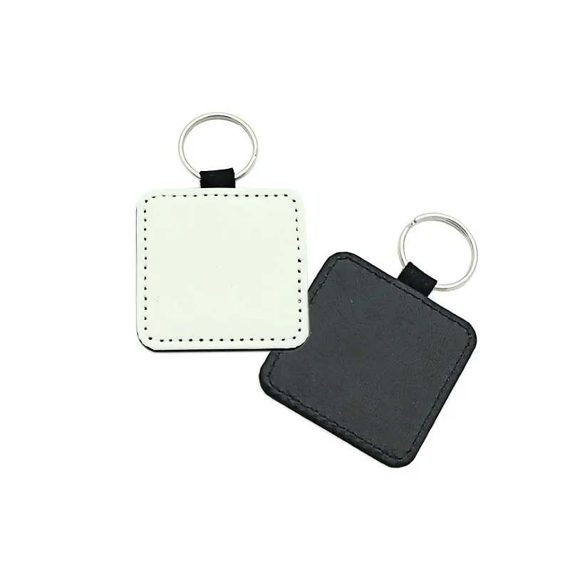 

sublimation blank leather Square shape keychains Rectangle heart round key ring hot transfer printing leather material 10pcs/lot