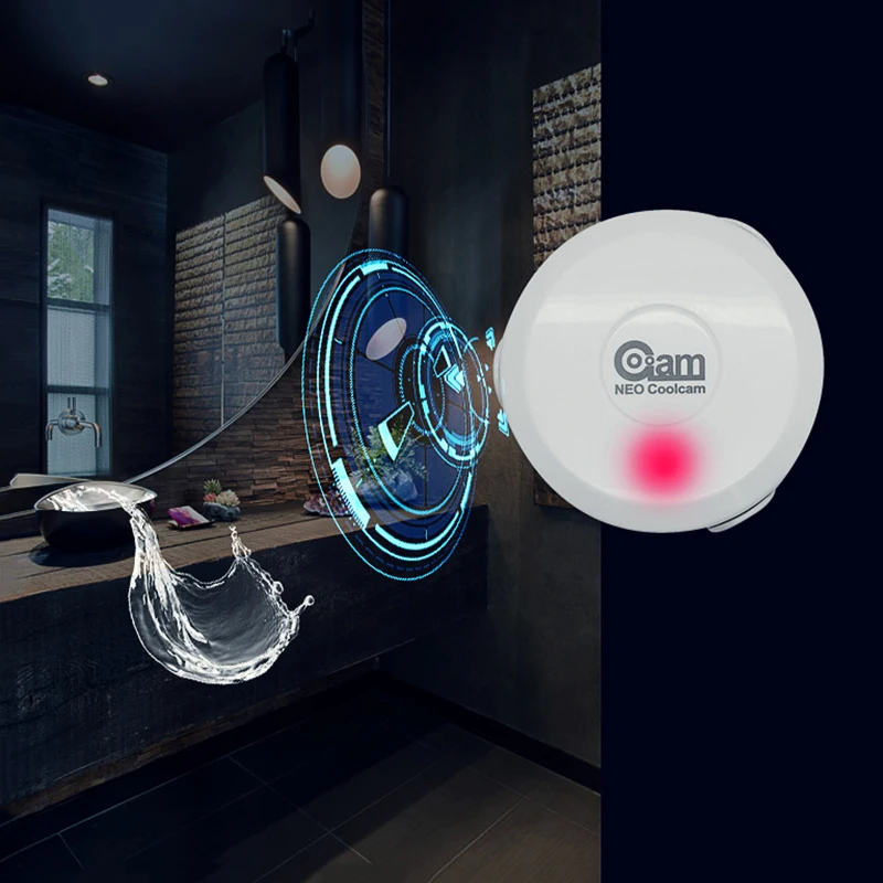 NEO COOLCAM NAS-WS01Z Z-wave Flood Water Leak Alarm Sensor Compatible Z wave System 300 series and 500 series Home Automation
