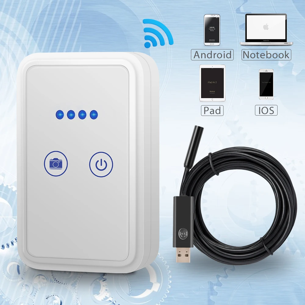 USB Endoscope With WIFI Box HD 720P Inspection Snake camera 6 LED 9mm Lens 2.0MP 1M/2M/5M/10M For Android IOS Wifi Endoscope