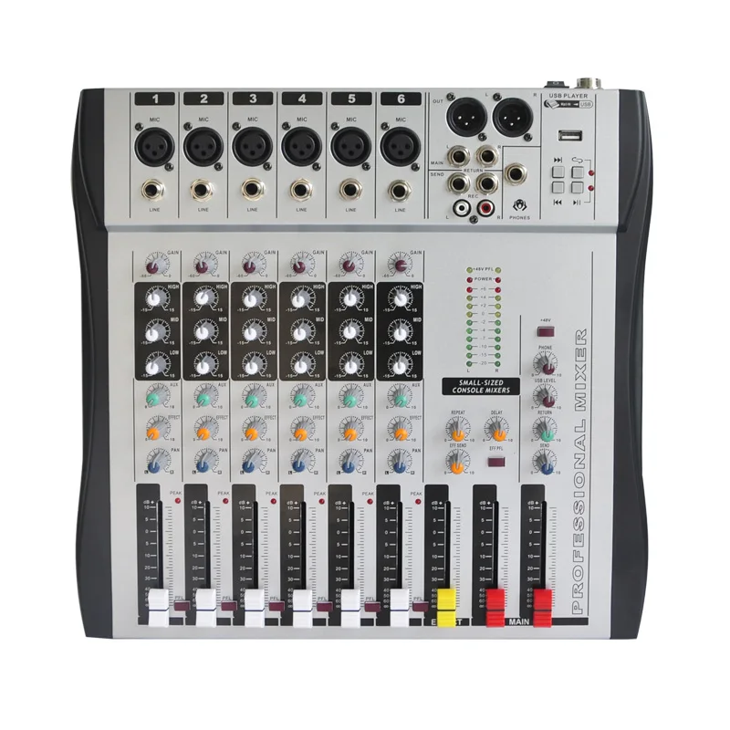 

Freeboss MX-600 6ch Mono 6 channels good quality hot sell USB professional audio dj mixer