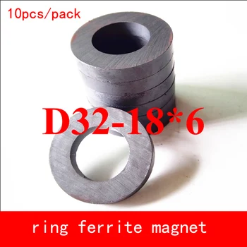 

10PCS D32*6mm hole 18mm work temperature -40 to +220 Celsius permanent ring ferrite magnet speaker magnets