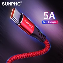 Кабель SUNPHG 5A USB Type C для супербыстрой зарядки телефонов Huawei p30 Samsung