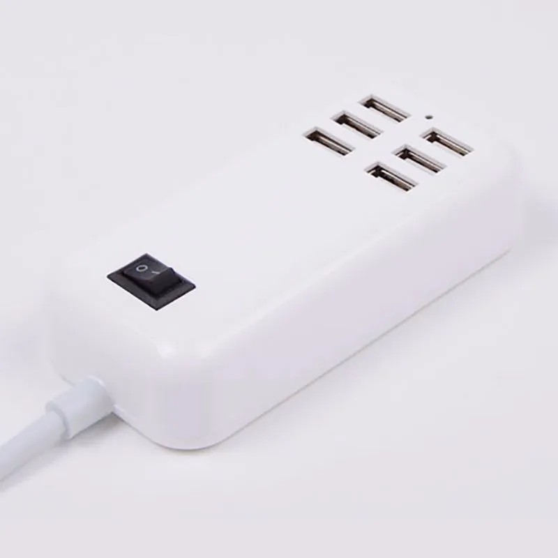 

AU / USA 6 Ports Portable USB Hub AC Desktop Wall Charger EU Power Adapter Plug Charging Slots Extension Socket With Switche