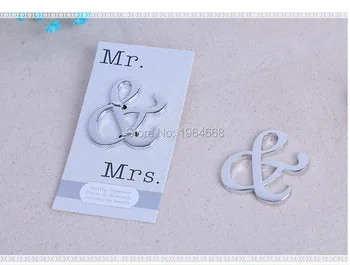 

New Popular Mr & Mrs Ampersand Wine Bottle Opener Wedding Favors Bar Tools Party Accessories Home Cooking 100 pieces/lot