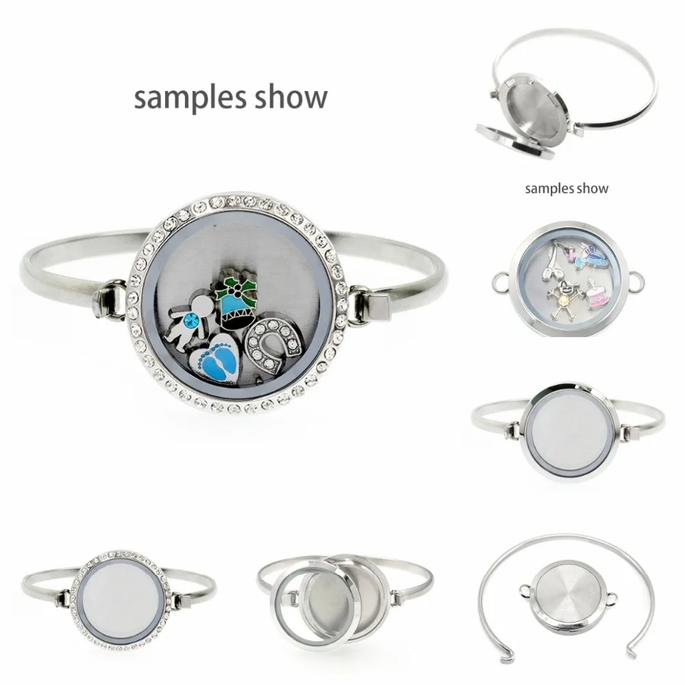 

1p living memory locket bangle 316L stainless steel 20mm/25mm/30mm floating locket bracelet for Floating charm women jewelry