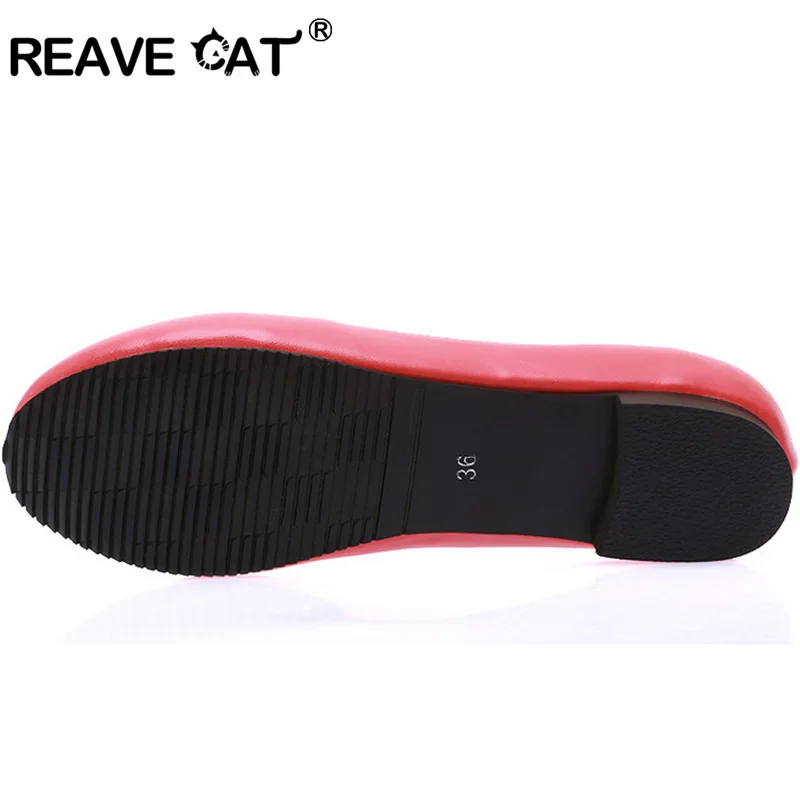 REAVE CAT Ladies shoes Women's flats Big size 31-47 Spring summer Autumn Solid Black Red White Pink Fashion Sweets Party QL5270