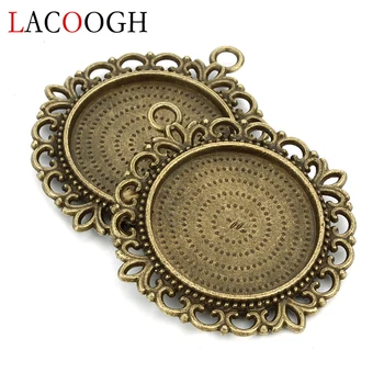 

10pcs 25mm Antique Silver Necklace Pendants Settings Lace DIY Base Tray Bezel Blank Fit Round Cabochons Jewelry Findings