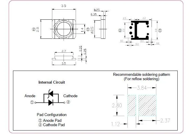 100 шт./лот LG Innotek SMD светодиодный 3528 2835 3 в 1 Вт 100LM холодный белый для ТВ Подсветка Применение