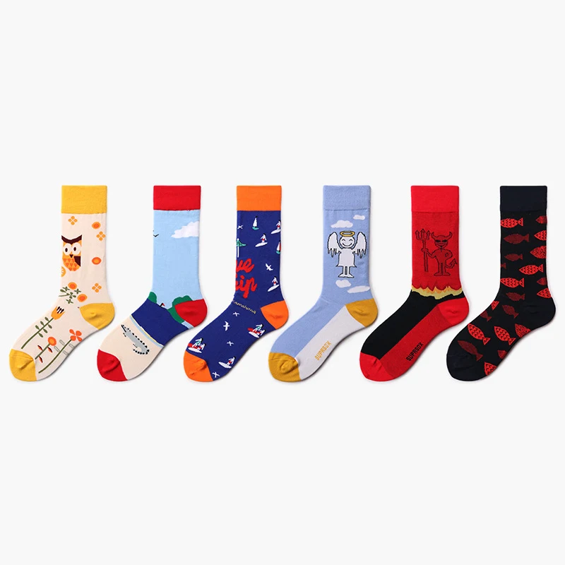 

Angel Pattern 2019 New Cartoon Creative Socks In The Tube Men's Socks Tide Cool Funny Socks Women Cotton Casual Happy Socks