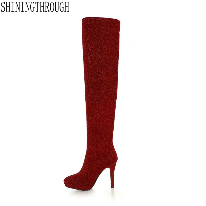 

New fashion erogenous over the knee high women boots 10.5cm super high heel women shoes spring autumn casual party shoes
