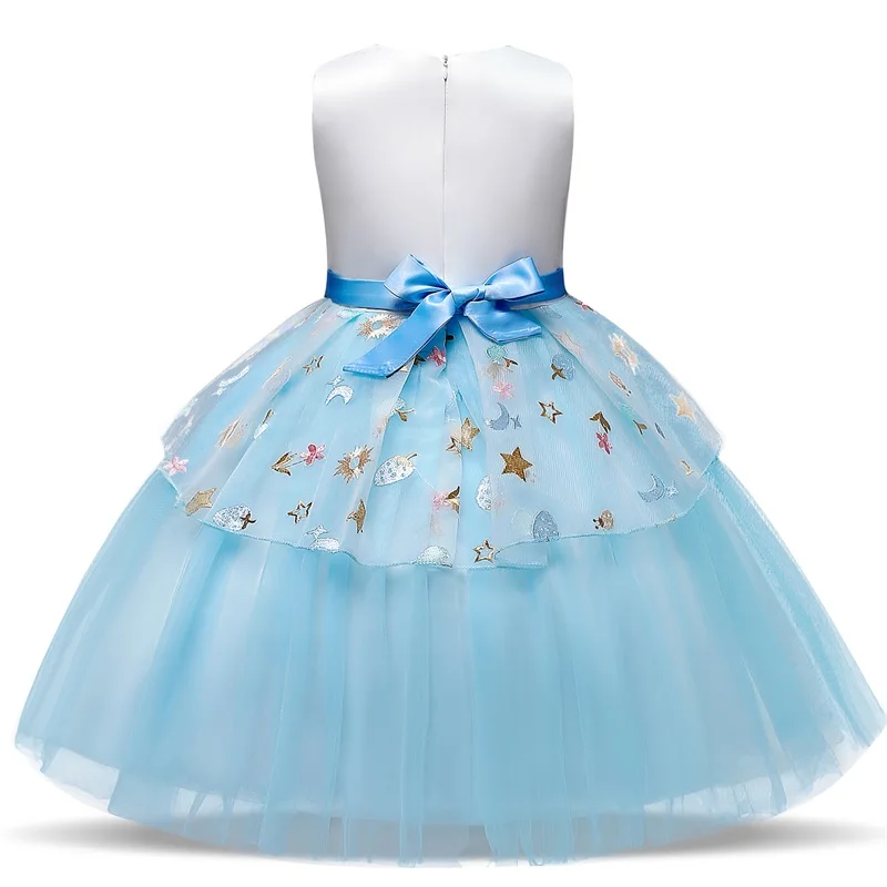 Летние Детские платья для девочек; платье с единорогом; костюм принцессы; праздничное платье пачка; детская одежда принцессы для девочек 4, 8, 10 лет