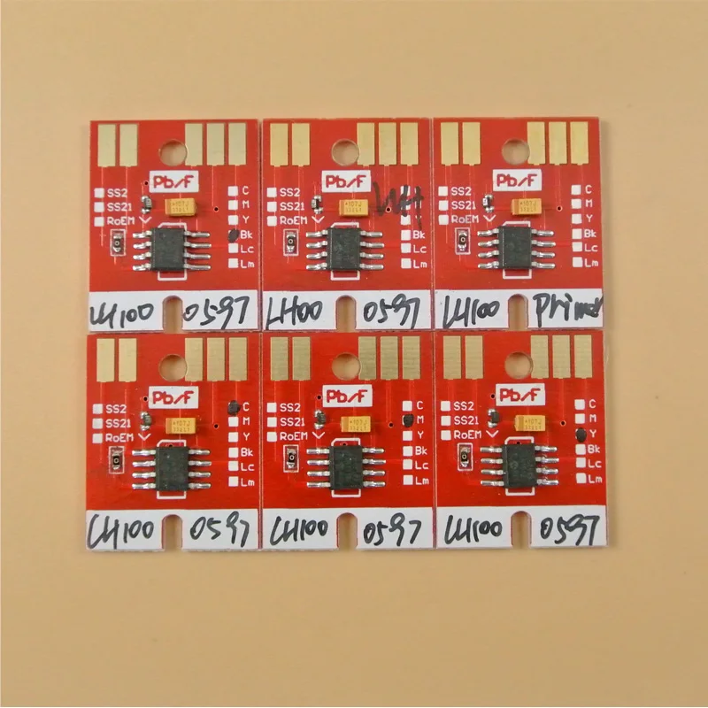 

6 pieces mimaki LH-100 chips for Mimaki UJF3042 permanent chips LH100 spc 0597 BK C M Y WH PR auto reset chips