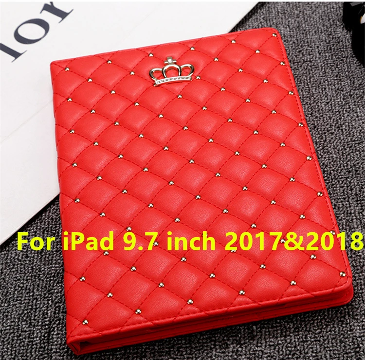 Чехол с короной для iPad 9,7 / Чехол Smart из искусственной кожи с функцией автоматического сна/пробуждения чехол для планшета для Ipad Mini 1 2 3 4 Air 2/1 Coque - Цвет: Red 4