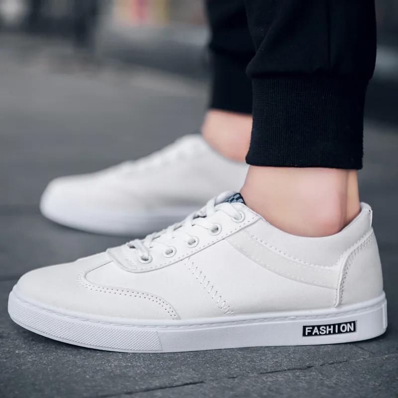 

2019 Fashion Canvas Shoes Men Casual Shoes Breathable Wear-resistant Shoes Lace-up Sneakers Flat Shoes