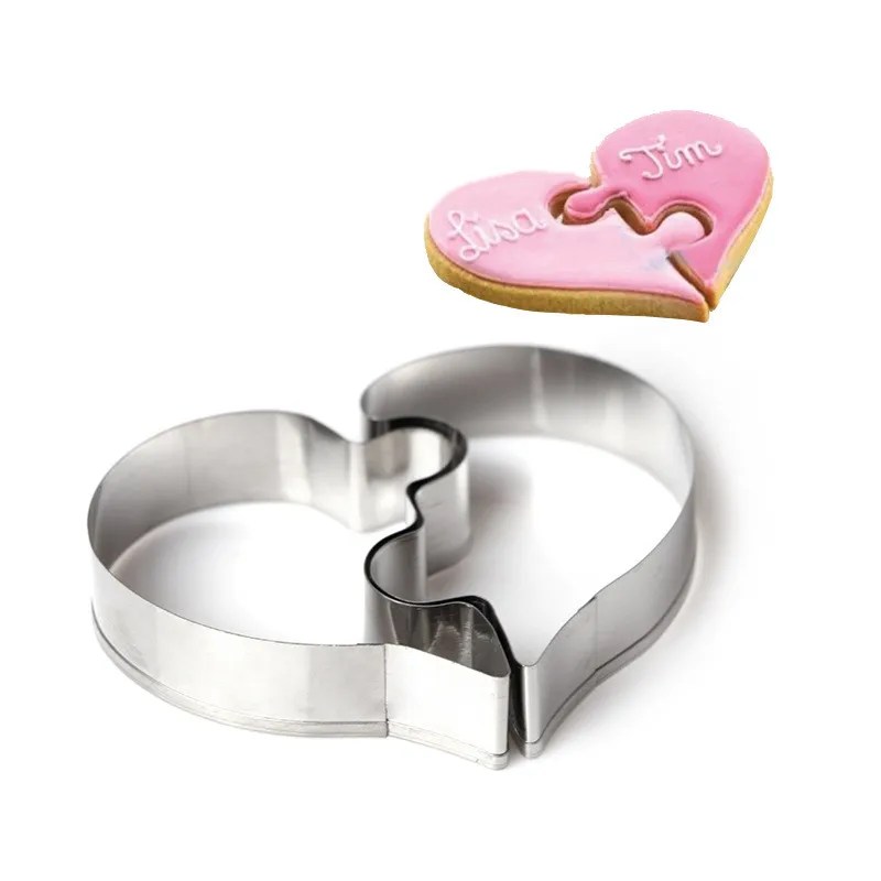 

Love Puzzle Cookie Cutter 3D Stainless Steel Wedding Fondant Cake Decorating Tools DIY Pastry Biscuit Baking Molds