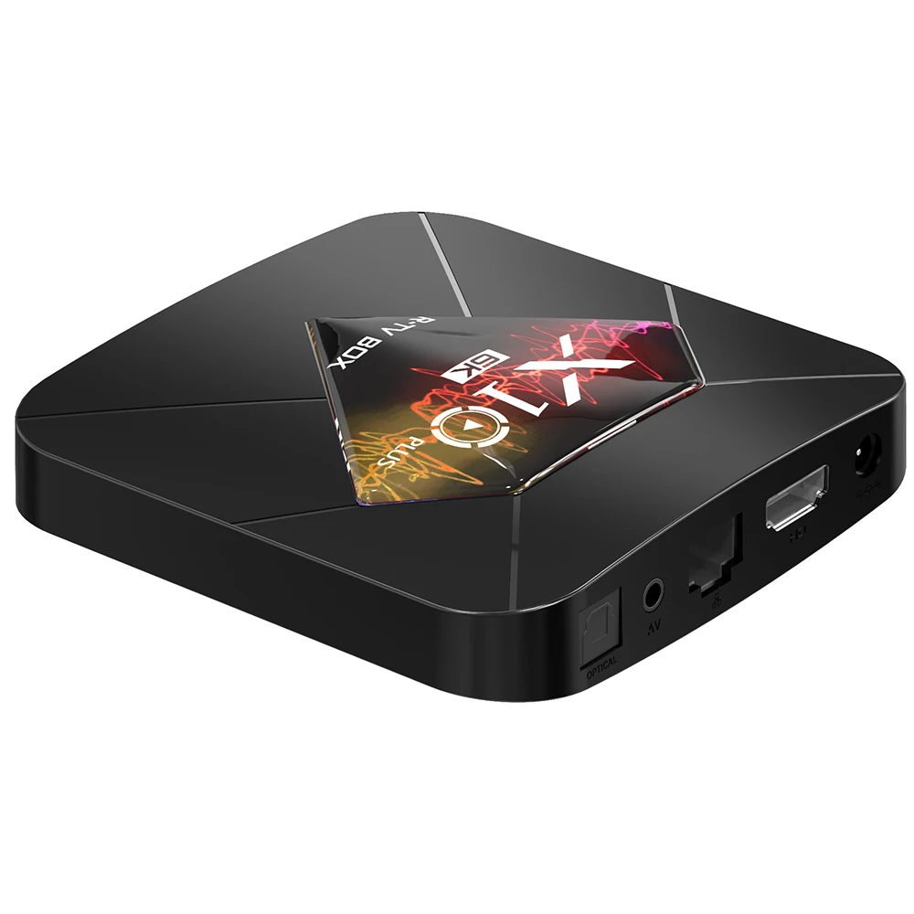 В виде буквы «R» ТВ коробка X10 Plus Android 9,0 Смарт ТВ коробка Allwinner H6 2,4G, Wi-Fi, 4 Гб Оперативная память+ 32/64GB Встроенная память Декодер каналов кабельного телевидения USB 3,0 6K H.265 smart media
