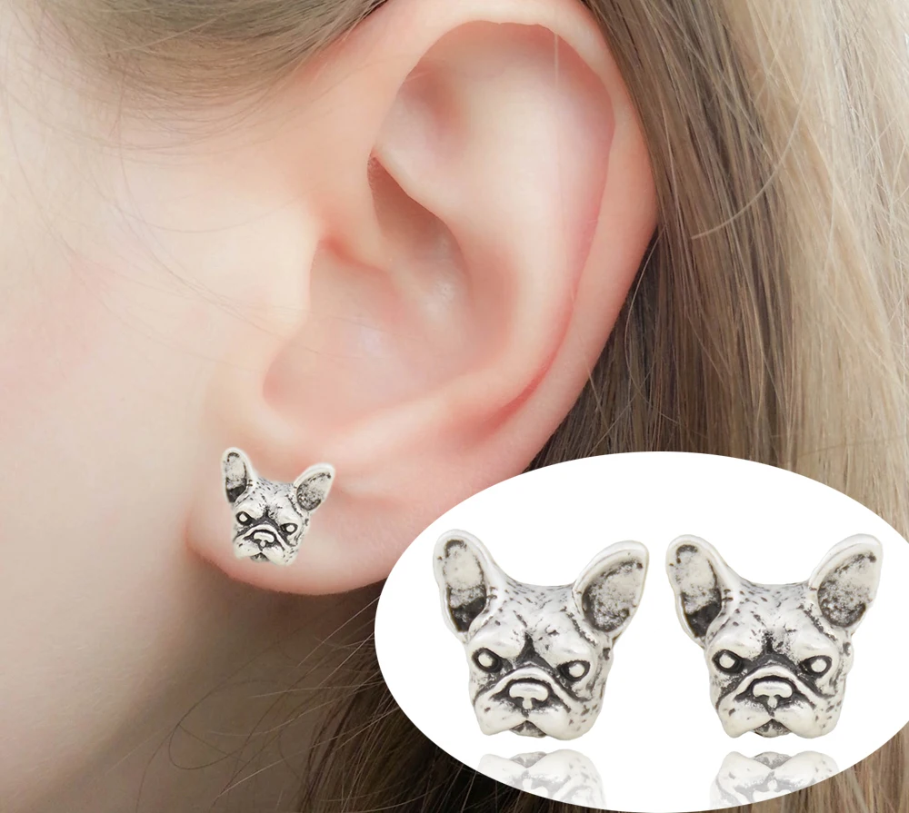 

New Summer Style Hippie 3 Colors French Bulldog Stud Earring Boho Pug Dog Statement Earrings For Women Bijoux Girls Gift