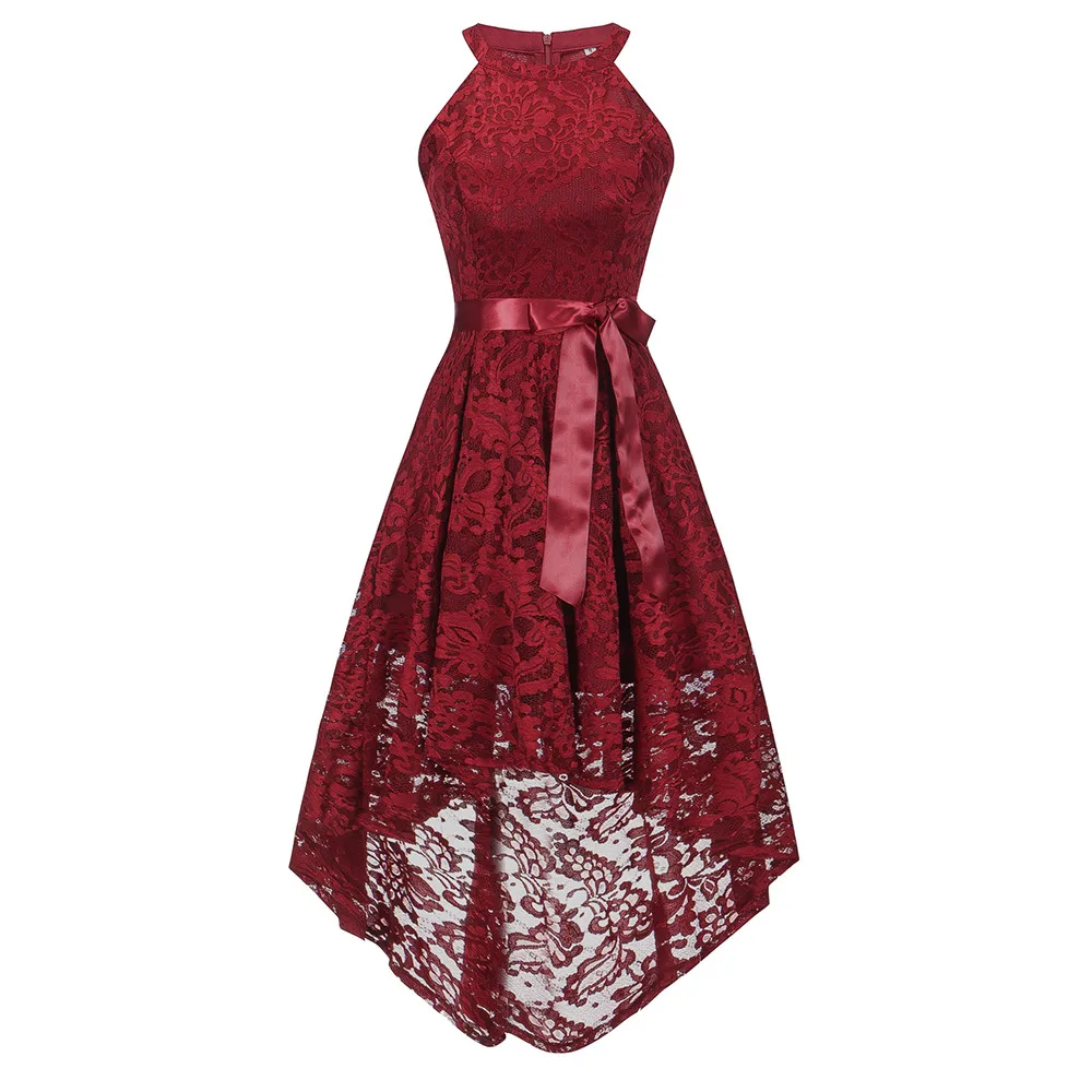 Женское платье стиль Модное кружевное с круглым вырезом без рукавов сексуальное большое платье тонкое платье 40 - Цвет: Red