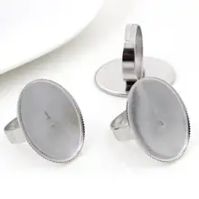 18x25mm 10pcs/Lot No Fade Stainless Steel Adjustable Ring Settings Blank/Base,Fit 18*25mm Glass Cabochons-T1-21