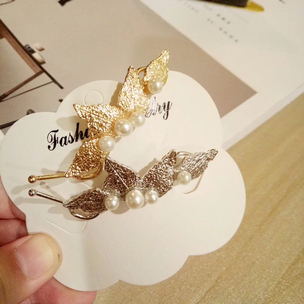 

1 PCS Exquisite Alloy Leaf Fashion Imitation Pearl Hair Clip S-Shaped Clip Twist Clip For Women Gift Jewelry Accessories