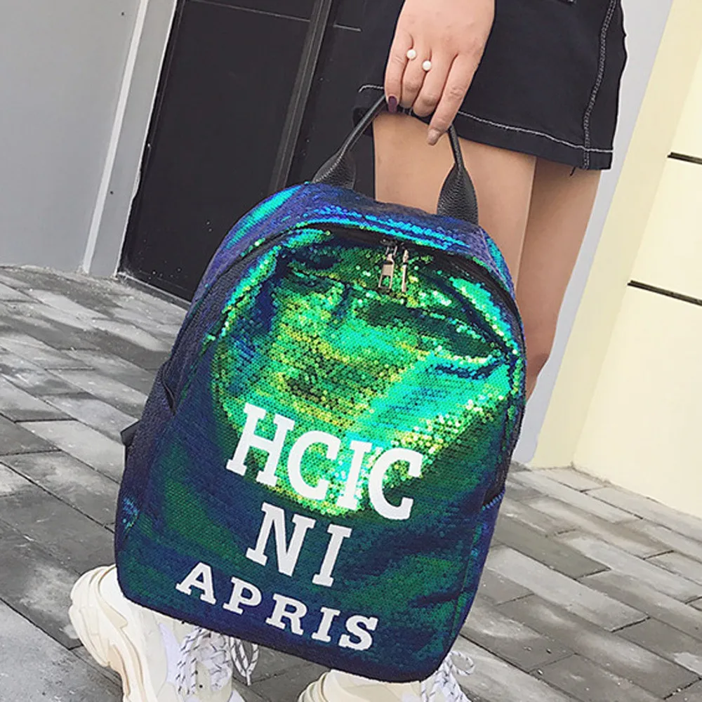 Женские рюкзаки, модная школьная сумка с буквенным принтом, кожаный рюкзак, рюкзак для девочек-подростков, стильный рюкзак с блестками, дорожная сумка Harajuku
