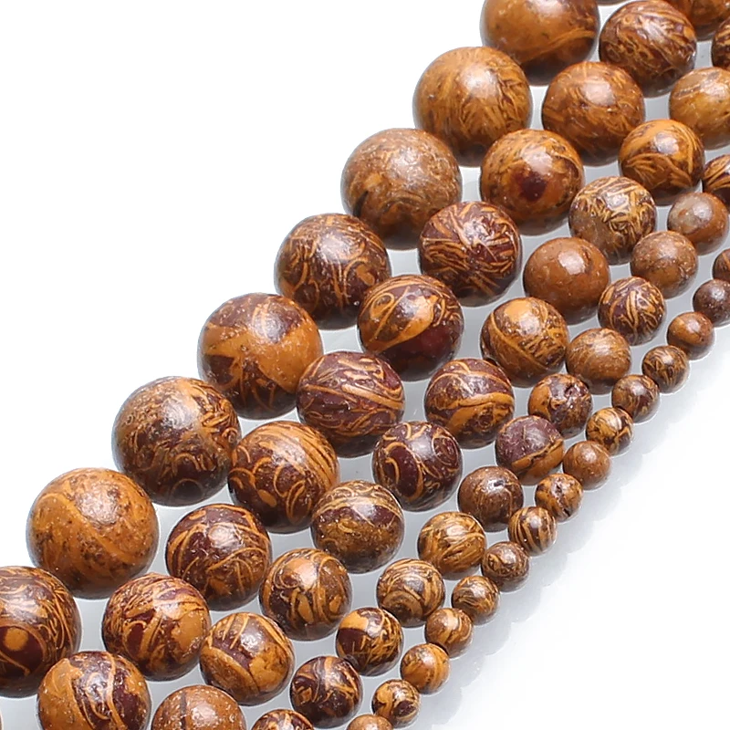 

Natural Elephant Skin Jasper Stone Round Beads For Jewelry Making Bracelet 15inches 4/6/8/10/12mm Pick Size