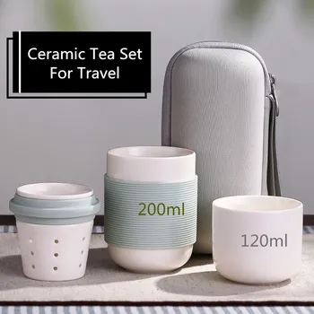 

Chinese Porcelain Tea Set Portable Tea Cups For Travel with Portable Bag High Guality Travel Tea Set Ceramic Bottle For Outdoor